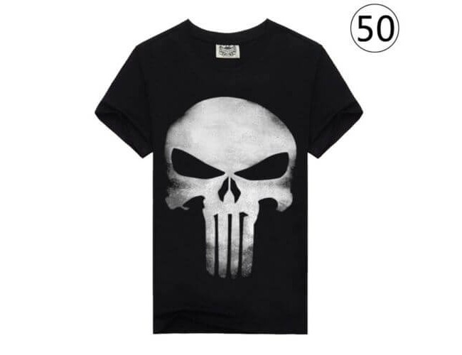 3D Skull Printed Black T-Shirt Men 